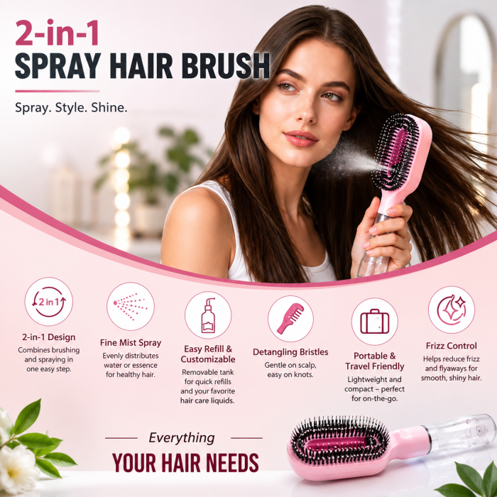 2-in-1 Spray Hair Brush